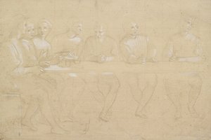 Recto: Son Akşam Yemeği Kompozisyonu için Kısım Çalışması. Verso: bir dişi kafa, WA1846.151 by Raffaello Sanzio Raphael